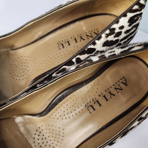 Anyi Lu Leopard Print Calf Hair Pumps  Brown Black Heels Shoes 39.5 - Picture 10 of 11